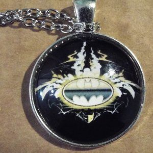 Batman Logo Photo Cabochon Glass Bronze Necklace
